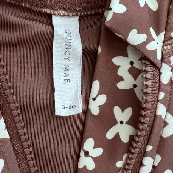 Quincy Mae Summer Bloom Rashguard One-Piece Swimsuit Size 3-6M - Picture 4 of 5